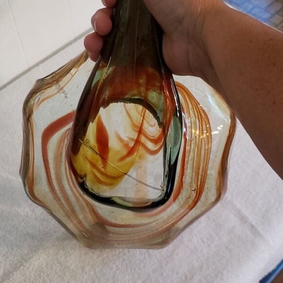 Exquisite Vtg Swirly Colored Glass Swan Bowl Dish - Picture 11 of 11